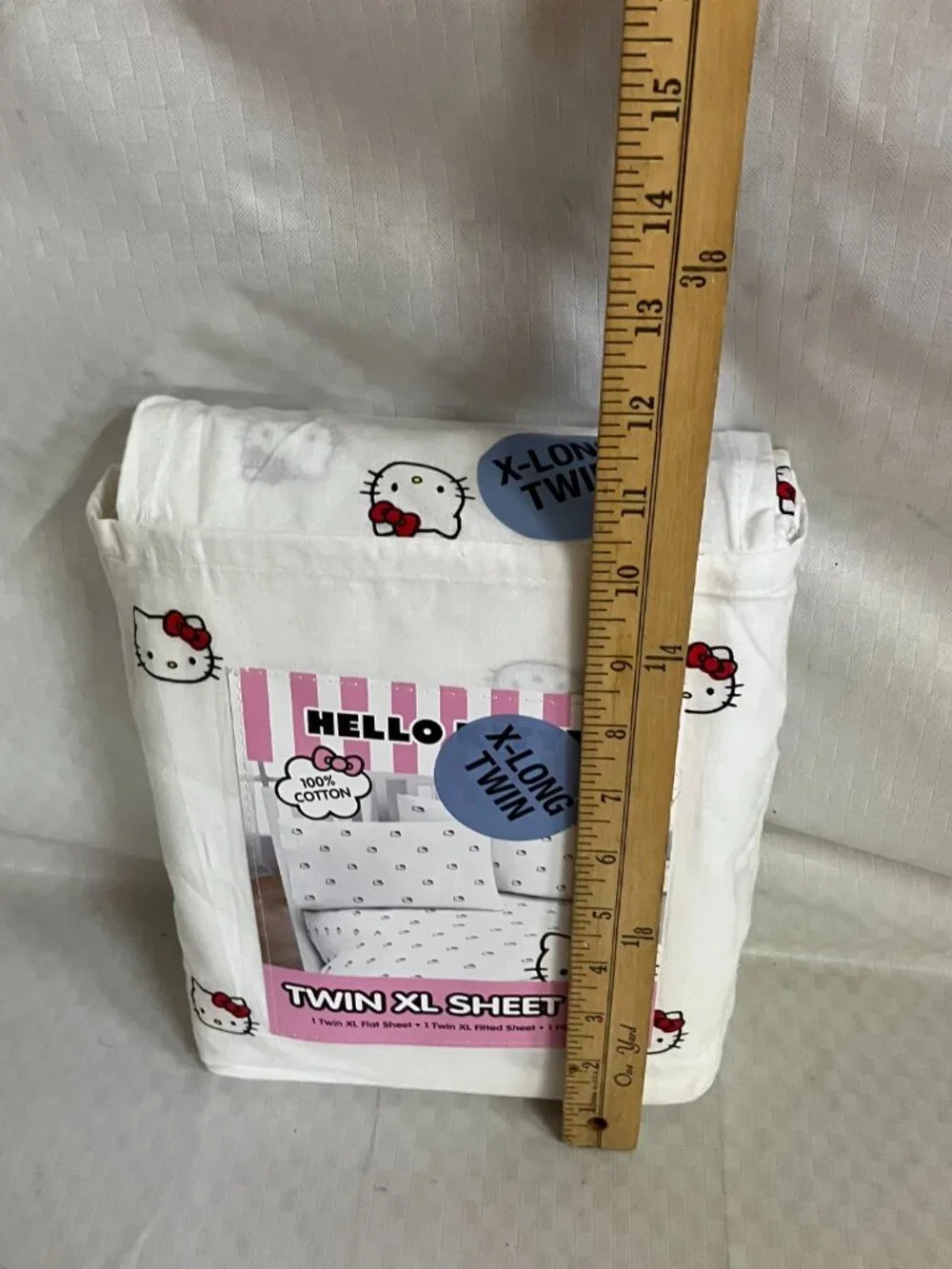 Hello Kitty Twin XL Sheet Set White Pink 100% Cotton 3 Piece Sanrio Bedding